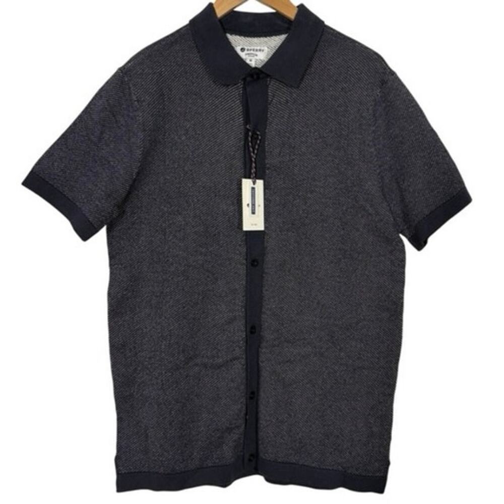 Sperry Textured Knit Button Down Shirt Men’s Size Medium Polo Work Preppy
